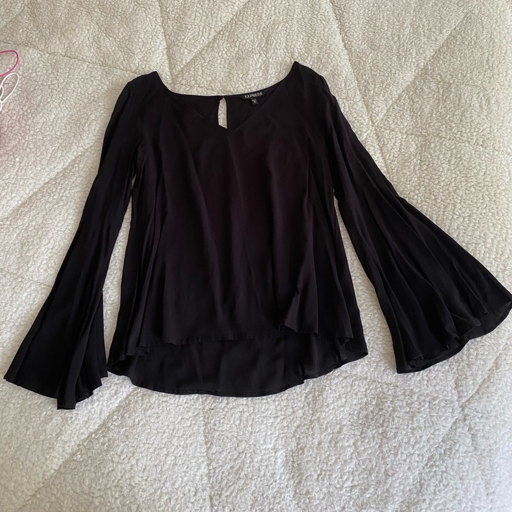 Wide Sleeve Black Shirt